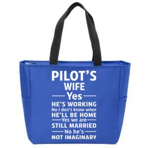 Gift For Pilots Wife Pilot Friend Gift Funny Pilot Wife Gift Zip Tote Bag