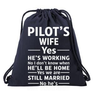 Gift For Pilots Wife Pilot Friend Gift Funny Pilot Wife Gift Drawstring Bag