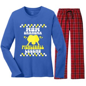 Groovy Funny Pickleball Mom Grandma Pickleball Legend Gift Women's Long Sleeve Flannel Pajama Set 