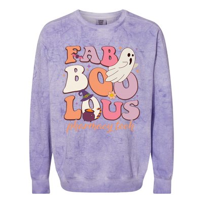 Groovy Faboolous Pharmacy Tech Ghost Spooky Night Halloween Colorblast Crewneck Sweatshirt