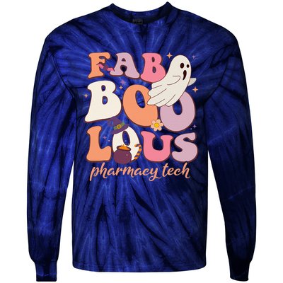 Groovy Faboolous Pharmacy Tech Ghost Spooky Night Halloween Tie-Dye Long Sleeve Shirt