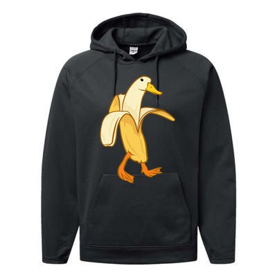 Goose Funny Pictures Goose My Humor Goose Banana Goose Performance Fleece Hoodie