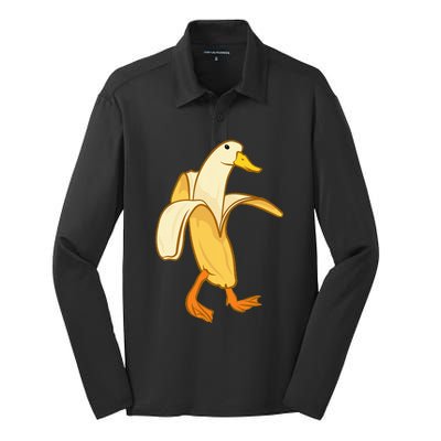 Goose Funny Pictures Goose My Humor Goose Banana Goose Silk Touch Performance Long Sleeve Polo