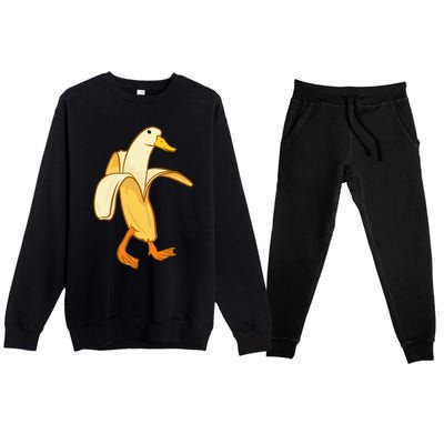 Goose Funny Pictures Goose My Humor Goose Banana Goose Premium Crewneck Sweatsuit Set