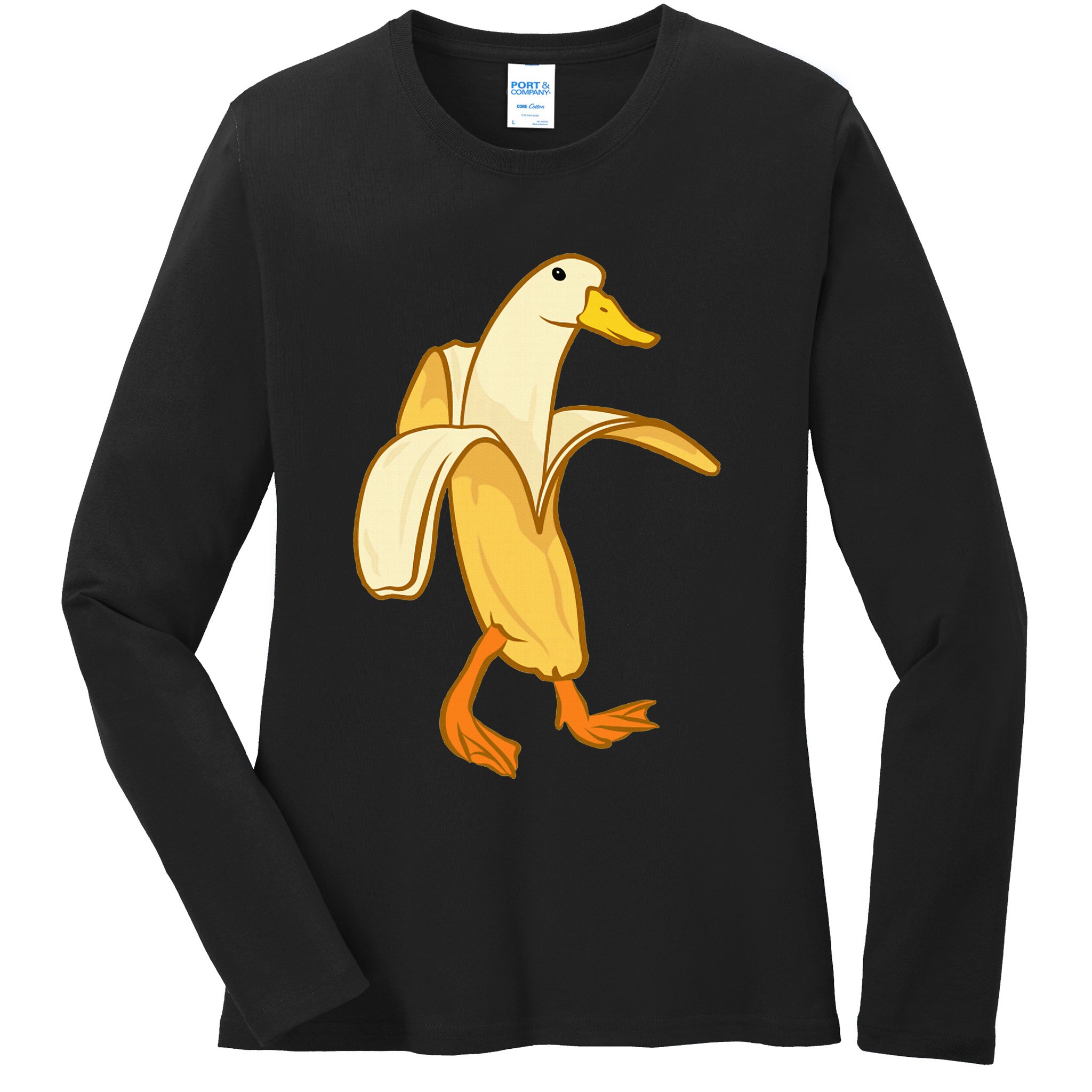 Goose Funny Pictures Goose My Humor Goose Banana Goose Ladies Long Sleeve Shirt