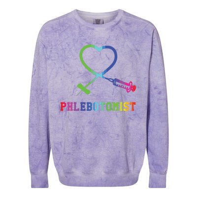 Gift For Phlebotomist Phlebotomy Butterfly Needle Heart Colorblast Crewneck Sweatshirt