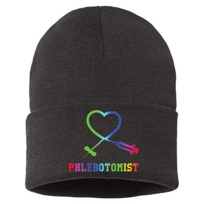 Gift For Phlebotomist Phlebotomy Butterfly Needle Heart Sustainable Knit Beanie