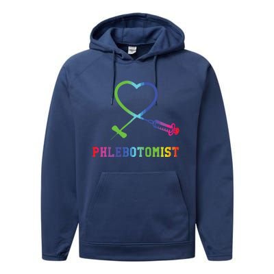 Gift For Phlebotomist Phlebotomy Butterfly Needle Heart Performance Fleece Hoodie