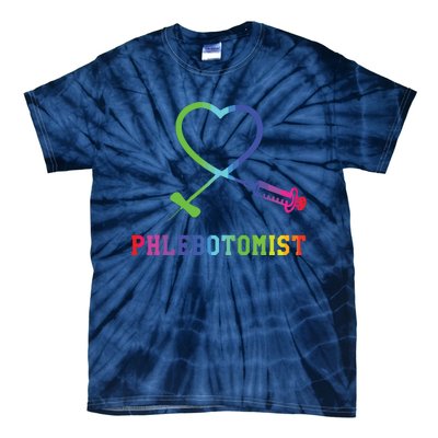 Gift For Phlebotomist Phlebotomy Butterfly Needle Heart Tie-Dye T-Shirt