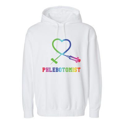 Gift For Phlebotomist Phlebotomy Butterfly Needle Heart Garment-Dyed Fleece Hoodie