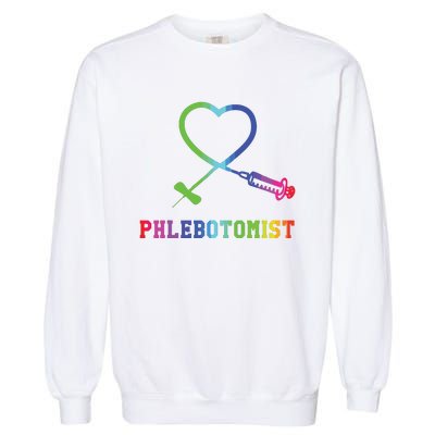 Gift For Phlebotomist Phlebotomy Butterfly Needle Heart Garment-Dyed Sweatshirt