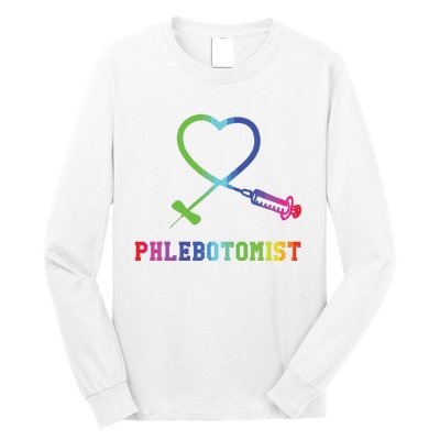 Gift For Phlebotomist Phlebotomy Butterfly Needle Heart Long Sleeve Shirt