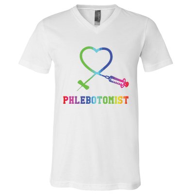 Gift For Phlebotomist Phlebotomy Butterfly Needle Heart V-Neck T-Shirt