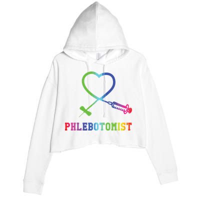 Gift For Phlebotomist Phlebotomy Butterfly Needle Heart Crop Fleece Hoodie