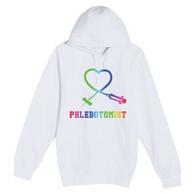 Gift For Phlebotomist Phlebotomy Butterfly Needle Heart Premium Pullover Hoodie