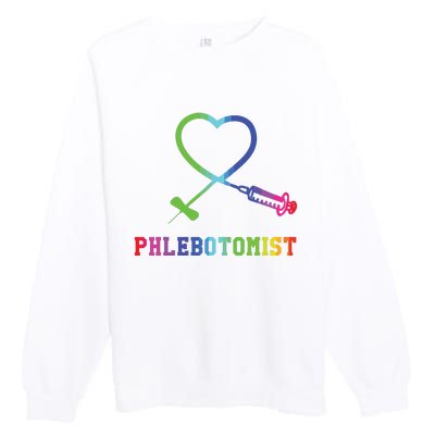 Gift For Phlebotomist Phlebotomy Butterfly Needle Heart Premium Crewneck Sweatshirt