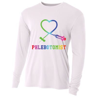 Gift For Phlebotomist Phlebotomy Butterfly Needle Heart Cooling Performance Long Sleeve Crew