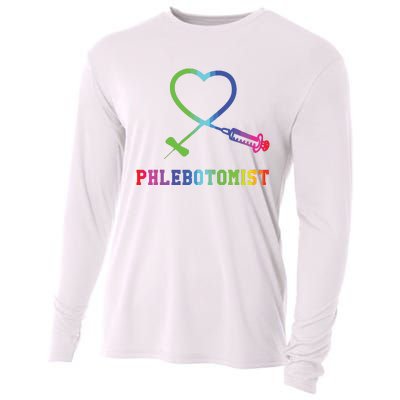 Gift For Phlebotomist Phlebotomy Butterfly Needle Heart Cooling Performance Long Sleeve Crew