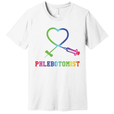 Gift For Phlebotomist Phlebotomy Butterfly Needle Heart Premium T-Shirt