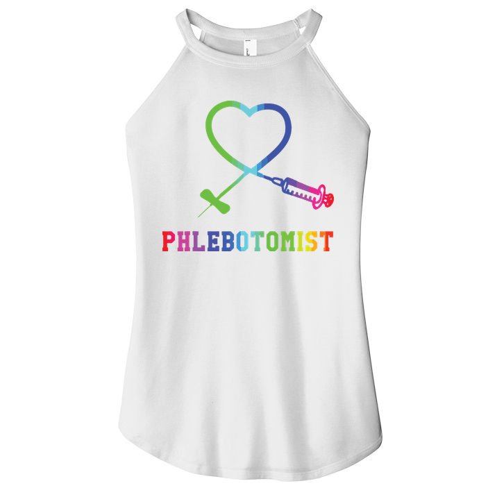 Gift For Phlebotomist Phlebotomy Butterfly Needle Heart Women's Perfect Tri Rocker Tank