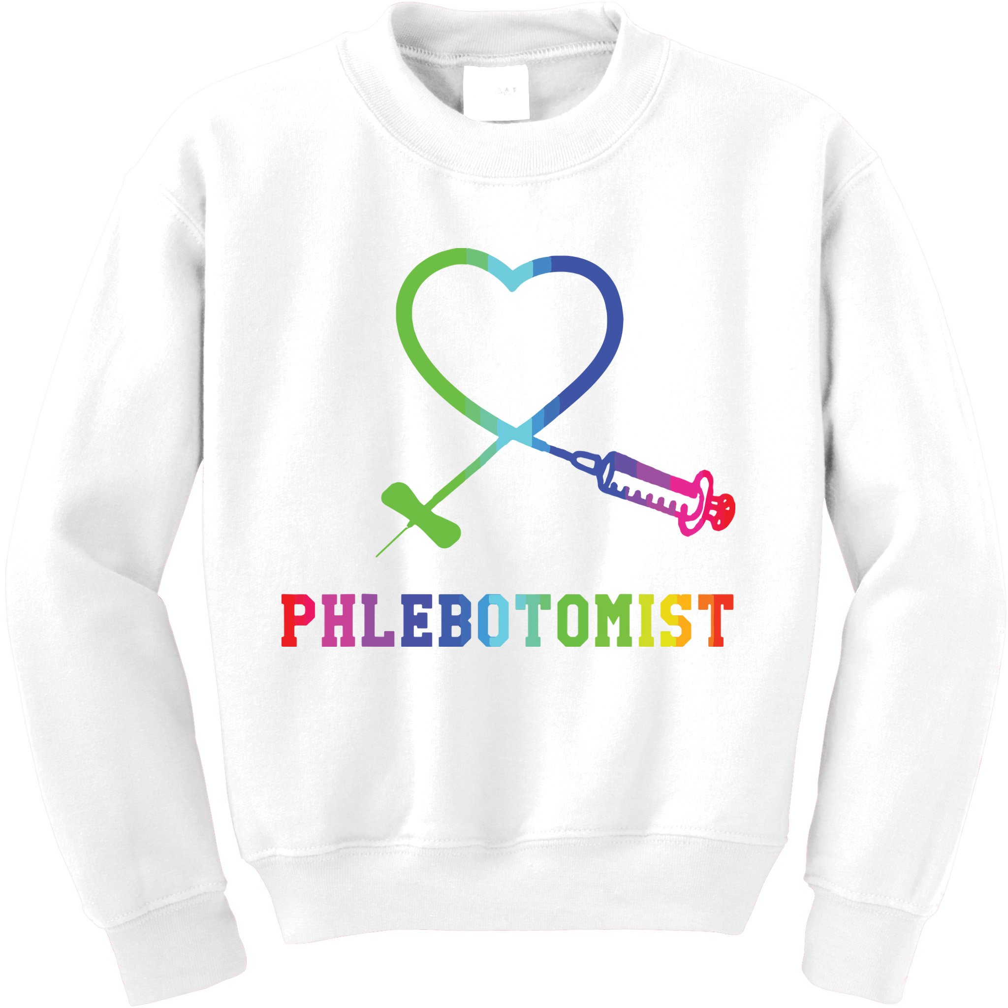 Gift For Phlebotomist Phlebotomy Butterfly Needle Heart Kids Sweatshirt