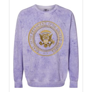 Golden Fake Presidential Seal 45th President Trump Cute Gift Colorblast Crewneck Sweatshirt