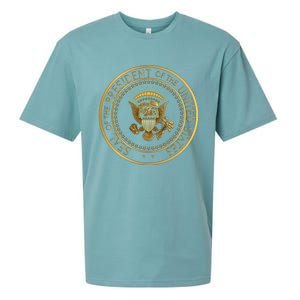 Golden Fake Presidential Seal 45th President Trump Cute Gift Sueded Cloud Jersey T-Shirt