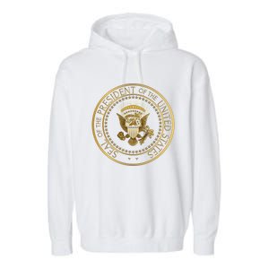 Golden Fake Presidential Seal 45th President Trump Cute Gift Garment-Dyed Fleece Hoodie