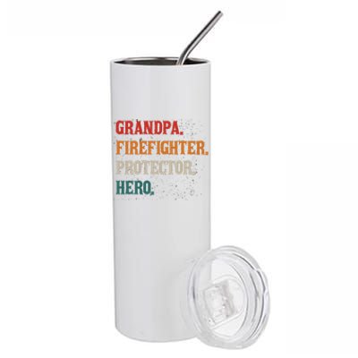 Grandpa Firefighter Protector Hero Grandpa Granddad Gift Stainless Steel Tumbler