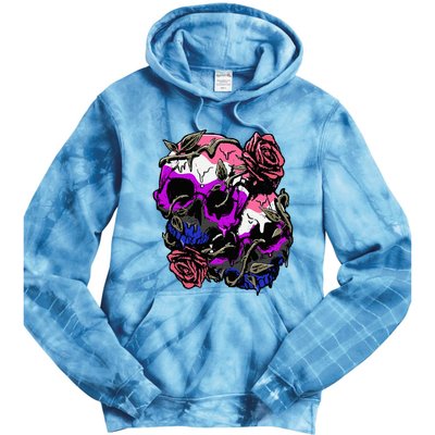 Gender Fluid Pride Flag Skull Roses Subtle Lgbt Tie Dye Hoodie