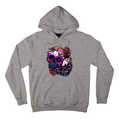 Gender Fluid Pride Flag Skull Roses Subtle Lgbt Tall Hoodie