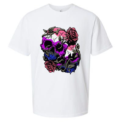 Gender Fluid Pride Flag Skull Roses Subtle Lgbt Sueded Cloud Jersey T-Shirt