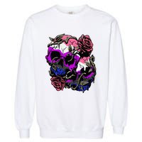 Gender Fluid Pride Flag Skull Roses Subtle Lgbt Garment-Dyed Sweatshirt