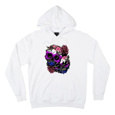 Gender Fluid Pride Flag Skull Roses Subtle Lgbt Hoodie