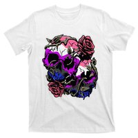 Gender Fluid Pride Flag Skull Roses Subtle Lgbt T-Shirt