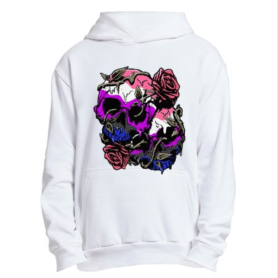 Gender Fluid Pride Flag Skull Roses Subtle Lgbt Urban Pullover Hoodie