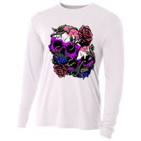 Gender Fluid Pride Flag Skull Roses Subtle Lgbt Cooling Performance Long Sleeve Crew