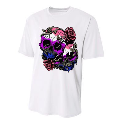 Gender Fluid Pride Flag Skull Roses Subtle Lgbt Performance Sprint T-Shirt