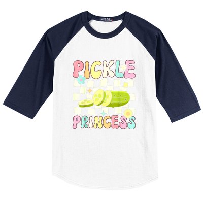 Groovy Funny Pickle Girl Cucumber Pickle Princess Gift Baseball Sleeve Shirt