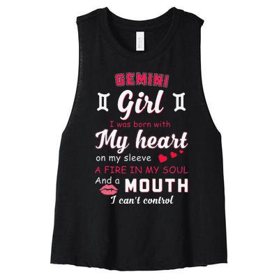 Gemini Funny Quote With Zodiac Sign Birthday Gift Women's Racerback Cropped Tank