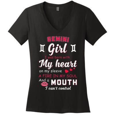 Gemini Funny Quote With Zodiac Sign Birthday Gift Women's V-Neck T-Shirt