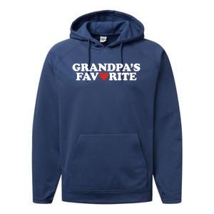 Grandpas Favorite Red Heart Cute Gift Performance Fleece Hoodie