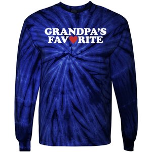 Grandpas Favorite Red Heart Cute Gift Tie-Dye Long Sleeve Shirt