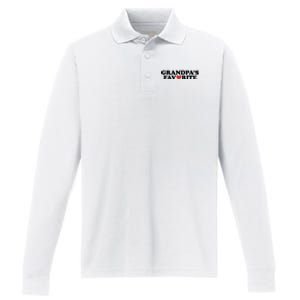 Grandpas Favorite Red Heart Cute Gift Performance Long Sleeve Polo