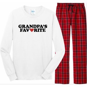 Grandpas Favorite Red Heart Cute Gift Long Sleeve Pajama Set