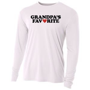 Grandpas Favorite Red Heart Cute Gift Cooling Performance Long Sleeve Crew