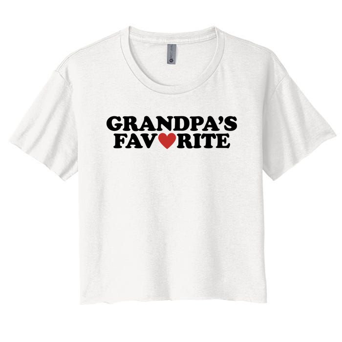 Grandpas Favorite Red Heart Cute Gift Women's Crop Top Tee