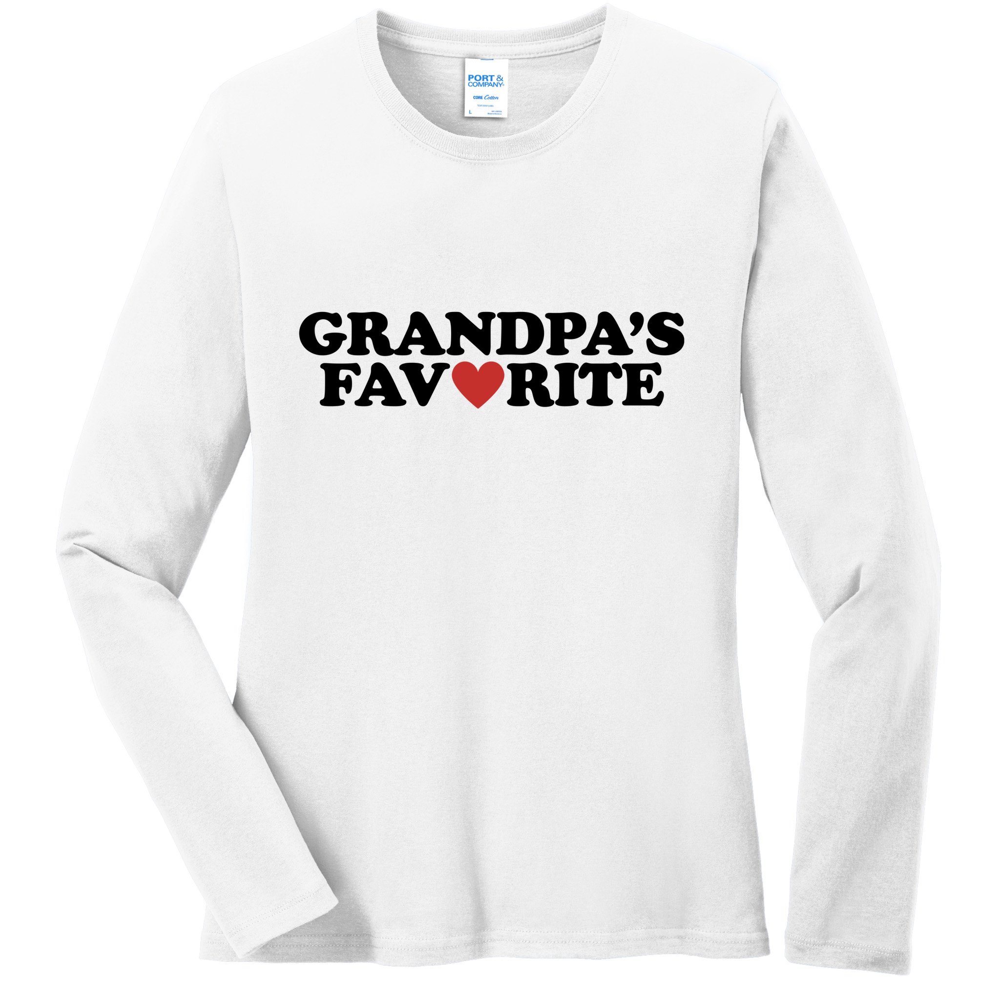 Grandpas Favorite Red Heart Cute Gift Ladies Long Sleeve Shirt