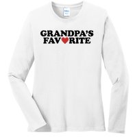 Grandpas Favorite Red Heart Cute Gift Ladies Long Sleeve Shirt