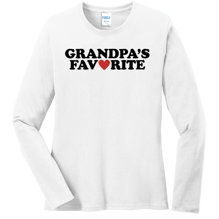 Grandpas Favorite Red Heart Cute Gift Ladies Long Sleeve Shirt